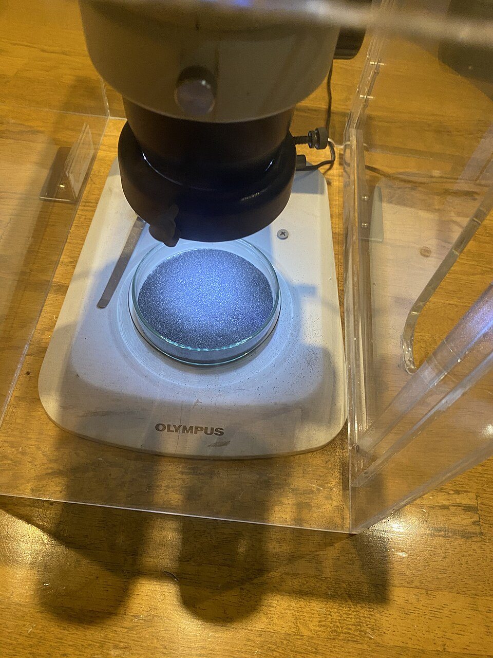 A microscope at an aquarium exhibit