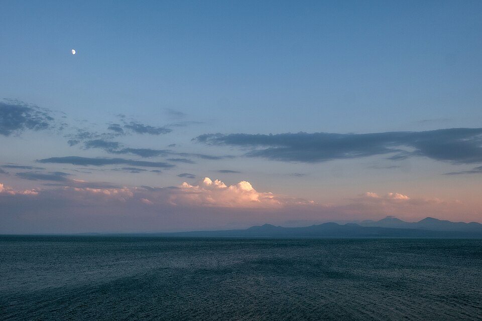 A wide view of Lake Sevan’s eastern shore